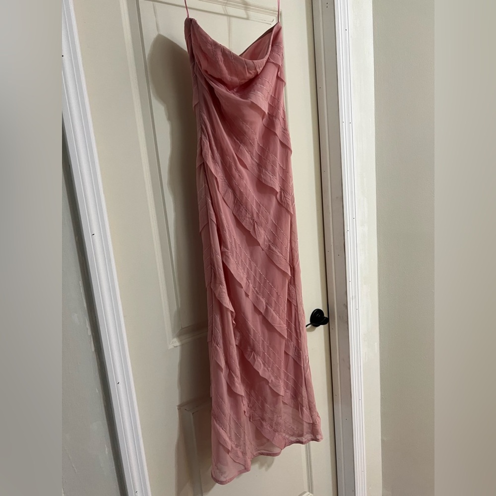 Pink Strapless Midi Dress